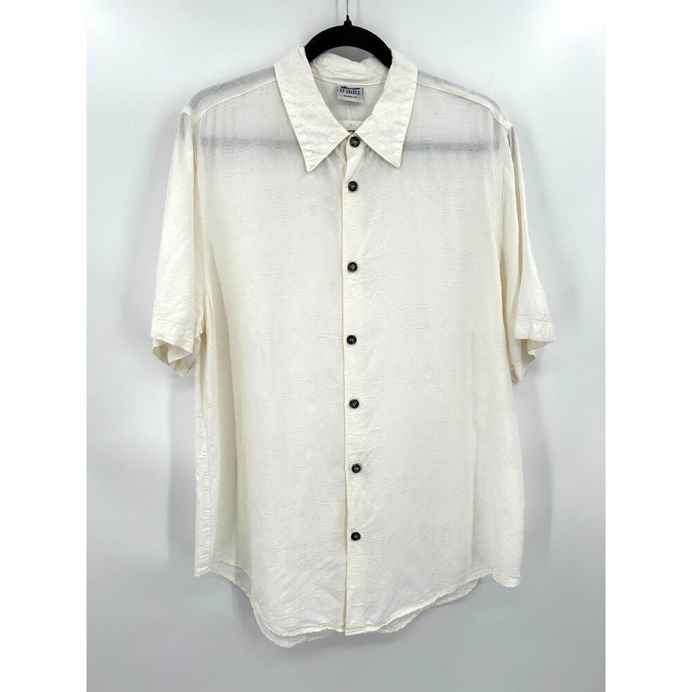 NWT CP SHADES Mens White Textured Lightweight Short Sleeve Button Up Shirt Small